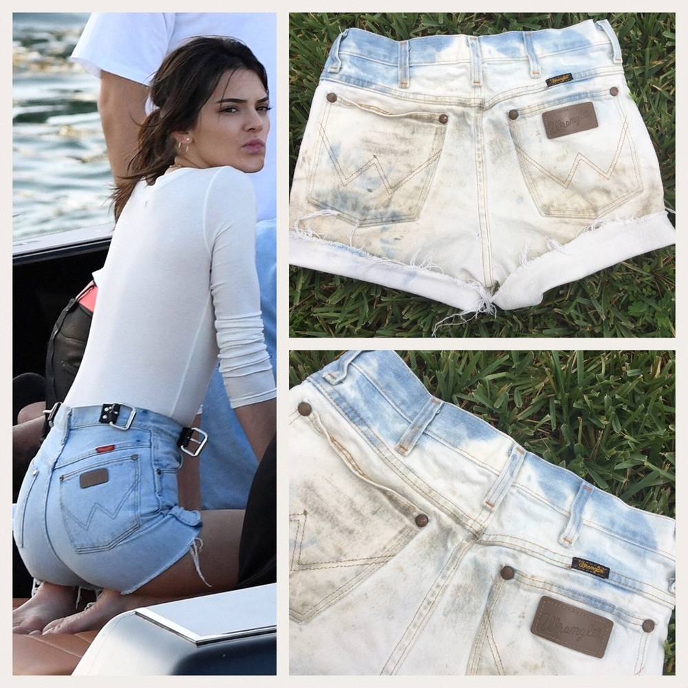 Wrangler VTG Distressed High Waisted Shorts Sz 28